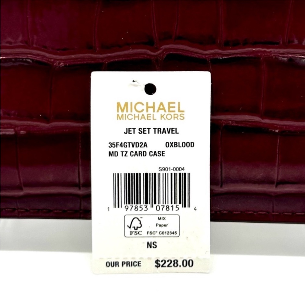 Michael Kors Medium Logo Card Case Wallet Ox Blood Multi - Picture 7 of 7